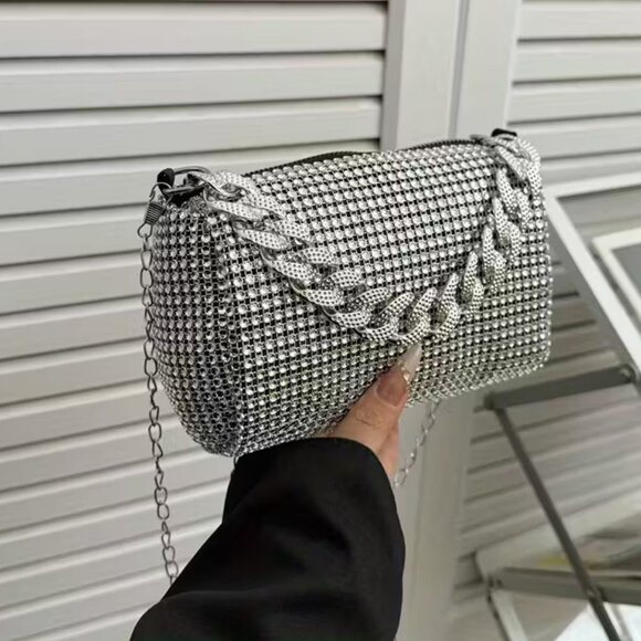 Rhinestone Chain Crossbody Bag ADJUSTABLE STRAP - Picture 1 of 3